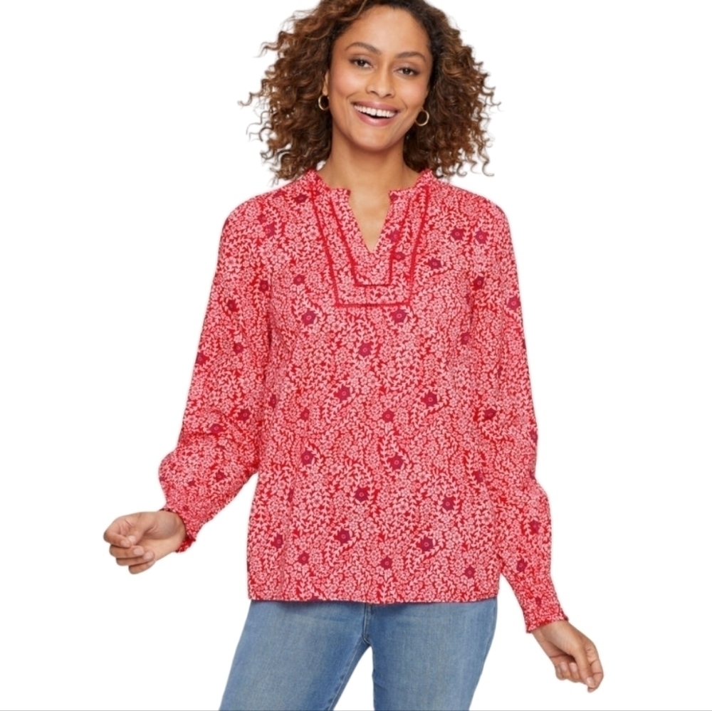 Talbots Flowing Branches Peasant Top‎ Size Large